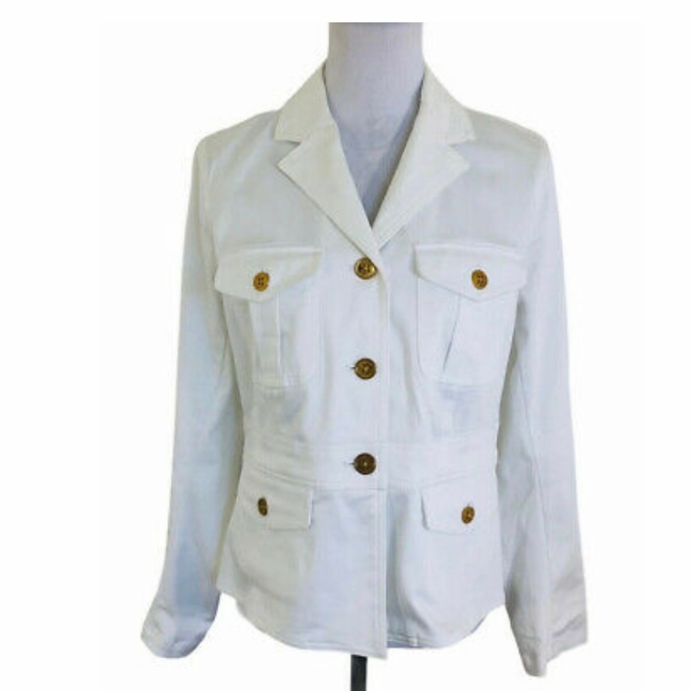 Women's White Blazer with Gold Buttons